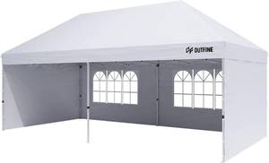 lot 19 image: OUTFINE Canopy 10X20 Pop Up Canopy Gazebo Commercial Tent with 4 Removable Sidewalls, Stakes X12, Ropes X6