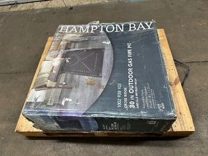 lot 26 image: Hampton Bay Crossridge 30.00 in. W 50000 BTU coating Steel Propane Outdoor Fire Pit Table with Lava Rocks and Screen