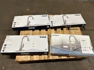 lot 45 image: 4 Kitchen Faucets - 3 Kohler Lir & 1 Moen Cadia Motion Sense