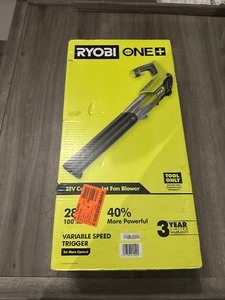 lot 106 image: Ryobi P2108A ONE 100 MPH 280 CFM 18V Cordless Jet Fan Leaf Blower - Battery Not Included