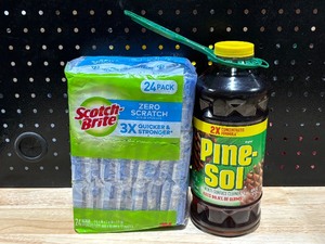 Pine Sol and Scotch Brite Sponges