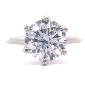 3.12 Carat Round Brilliant Cut Diamond 6-Prong Tiffany Style Solitaire Ring in 14k White Gold w IGI Report $6,900 Retail VIDEO