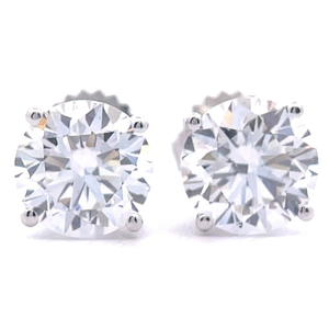 Solitaire 4.09 Carat Diamond Classic Stud Earrings in 14k White Gold w IGI Report $6,599 Retail VIDEO