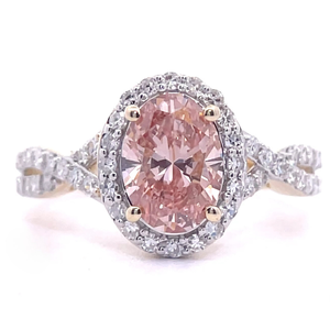 Oval 2.00 Carat Fancy Pink & White Diamond Infinity Symbol Pav�Ring in 14k Yellow Gold $3,849 Retail VIDEO