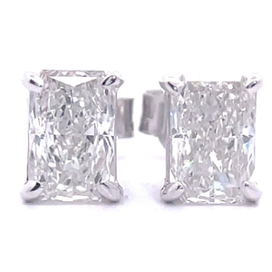 2.00 Carat Radiant Cut Diamond Solitaire Stud Earrings in 14k White Gold $3,899 Retail VIDEO