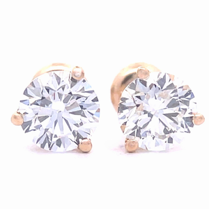 2.00 Carat Round Brilliant Cut Diamond Solitaire Stud Earrings in 14k Yellow Gold $2,720 Retail VIDEO