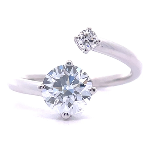 1.23 Carat Round Brilliant Diamond Toi et Moi Open Coiled Cuff Ring in 14k White Gold $2,049 Retail VIDEO