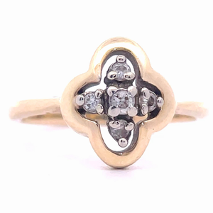 Natural Diamond Five-Stone Halo Cross Ring in 14k Yellow Gold $1,049 Retail