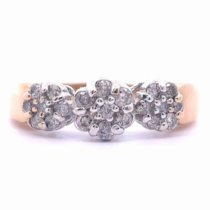 0.15 Carat Natural Diamond Bouquet Flower Cluster Ring in Yellow Gold $789 Retail VIDEO