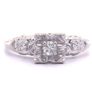0.10 Carat Natural Diamond Textured Flower Ring in 14k Two-Tone Gold VIDEO