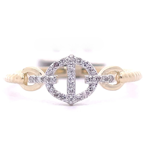 Chic 0.10 Carat Pav�Natural Diamond Mariner Chain Ring in 14k Yellow Gold