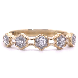 0.16 Carat Natural Diamond Flower Bouquet Ring in Yellow Gold