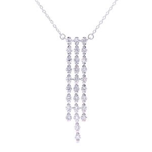 1.33 Carat Diamond Triple Fringe Chandelier Linear Pendant Necklace $1,349 Retail