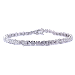 Contemporary 2.50 Carat Diamond Geometric Bezel Link Tennis Bracelet VIDEO