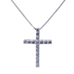 0.50 Carat Natural Diamond Classic Cross Pendant 18 Necklace