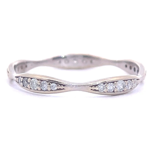 0.10 Carat Natural Diamond Ring, Stackable, Wavy Thin Band White Gold VIDEO Hot Style