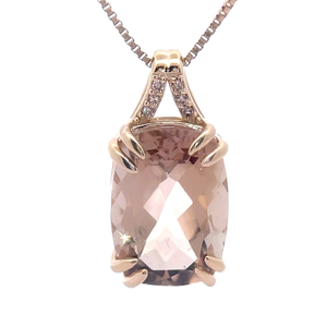 Morganite & Pav�Natural Diamond Split Bail Pendant