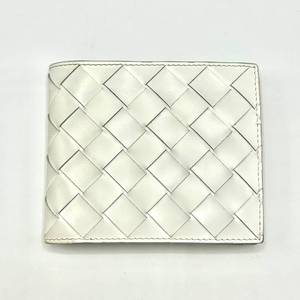 Bottega Veneta White Intrecciato Leather Bi-Fold Wallet