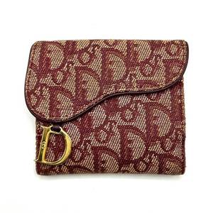 Christian Dior Burgundy Monogram Canvas Wallet