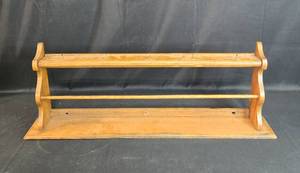 lot 16 image: Vintage Wooden Wall Rack with Hooks - Home Decor