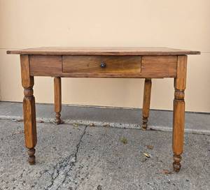 lot 19 image: Vintage Wooden Table with Drawer - Rustic Style