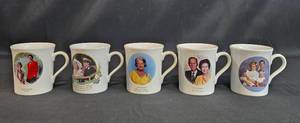 lot 39 image: Set of 5 Commemorative Royal Family Mugs - Featuring Queen Mother, Princess Diana, and More
