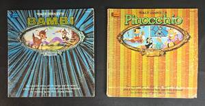 lot 76 image: Lot of 2 Vintage Disney Storybook LP Records - Bambi & Pinocchio