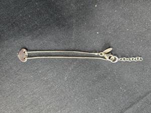 lot 99 image: Elegant Sterling Silver Heart Pendant Bracelet with Adjustable Chain & Italy Stamp