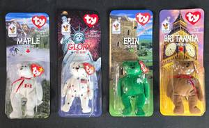 lot 115 image: Collection of 4 TY Beanie Bears - Maple, Glory, Erin, Britannia