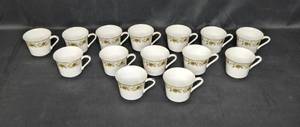 lot 129 image: Set of 16 Cotillion by International China Crestwood Cups - Floral Design - Saucers in Separate Listing