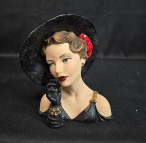lot 132 image: Cameo Girls Lady Vase - Blythe 1930 Black Magic Bust Sculpture