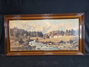 lot 142 image: Framed Vintage Scenic Wall Art - Mountains in Austria by H. Sengthaler