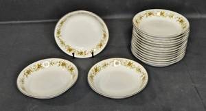 lot 148 image: Set of 16 Cotillion by International China Crestwood Soup Bowls - Floral Design