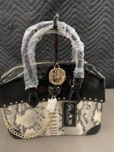 lot 6 image: Julia & Michael Snakeskin Print Handbag - Brand New