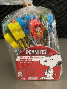 lot 7 image: Pack of 24 Peanuts Giant Eraser Pencils - HB #2 Lead