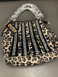 lot 56 image: Like New Leopard Print Handbag with Embellishments