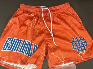 lot 105 image: wolf box - Gymwolf Graphic Orange Shorts - Small