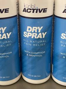 lot 115 image: I 3 - Kuribl Active Dry Spray All Natural Pain Relief with Camphor & Menthol lot of 1