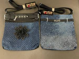 lot 157 image: Set of 2 Handbag Express Crossbody Bags - Denim & Black Styles