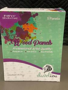 lot 201 image: Davelio 8x10 Wood Panels for Artists - Set of 5