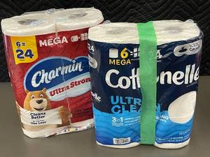 lot 202 image: Selection of 2 Packs of Mega Toilet Paper - Charmin Ultra Strong & Cottonelle Ultra Clean