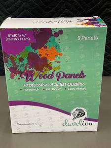 lot 208 image: Davelioo 8x10 Professional Artist Wood Panels 5-Pack