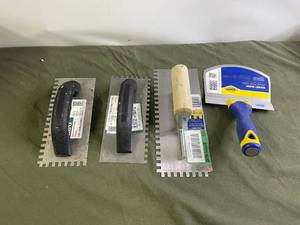 lot 127 image: 3 square notched trowels and a buck...