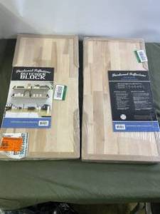 lot 132 image: 2 butcher block unfinished birch sh...