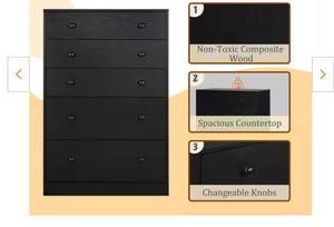 lot 166 image: Veicous 31.5 W 5 drawer dresser Bl...