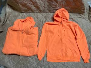 lot 18 image: 5 Clique zip up hoodies. Color neon...