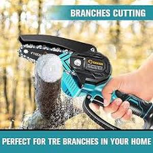 lot 12 image: Saker 20V 4 in. Cordless Mini Chainsaw Including 2 Batteries    Customer Returns See Pictures