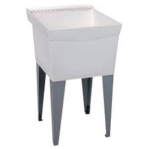 lot 39 image: MUSTEE Utilatub 24 in. x 20 in. Structural Thermoplastic Floor-Mount Utility Tub in White Customer Returns See Pictures