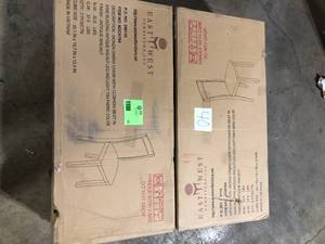 lot 40 image: Lot of  East West Furniture Antique Walnut, Modern Parson Dining Chairs - Light Tan Linen Fabric Upholstered Chairs, Set of 2  Customer Returns See Pictures