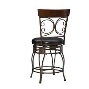 lot 46 image: Lot of Labelle Big and Tall Dark Bronze Metal Counter Stool with Dark Brown Faux Leather Seat by Powell Company  Customer Returns See Pictures